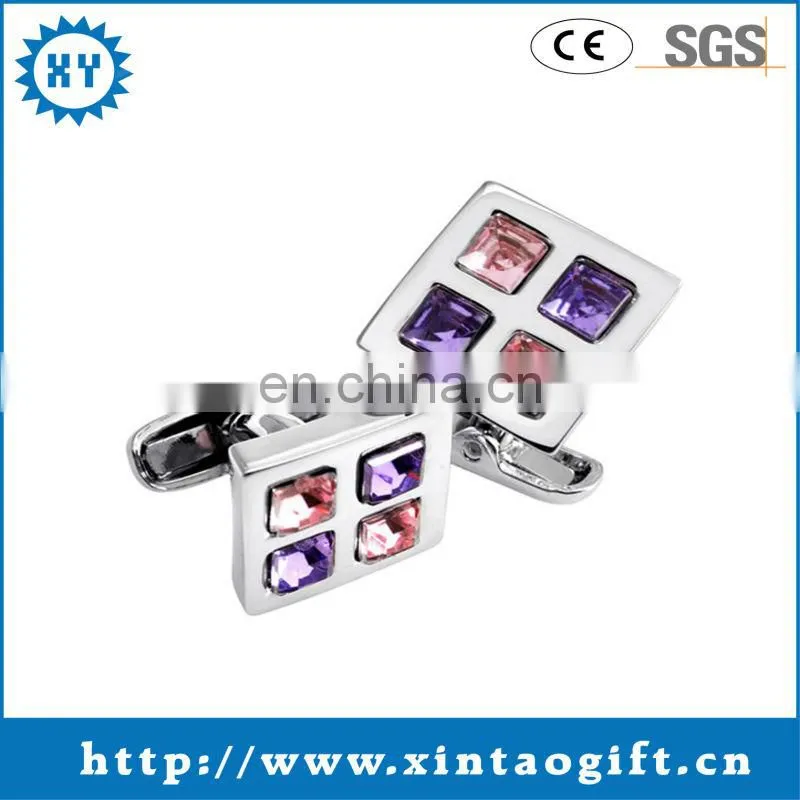 Best selling 2017 customized metal cufflink unique cuffinks crystal