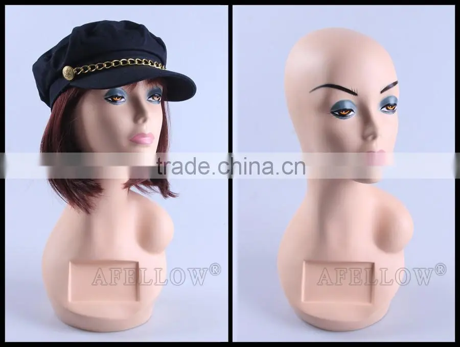 Plastic Female Head Mannequin Dispaly Jewelry/ hat /scarf/wig mannequin head H1006