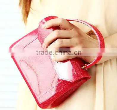 2013 trendy beautiful cheap Rubber/pvc/silicone ladies' jelly handbag, cute beach bag
