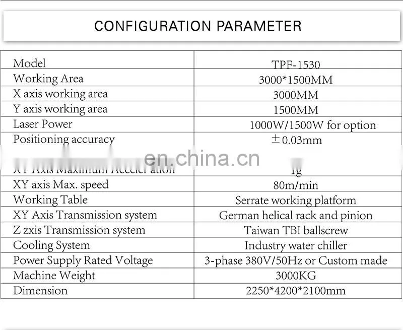 TIPTOPLASER CNC FIBER LASER CUTTING MACHINERY MODEL 1530 LASER POWER 1000W