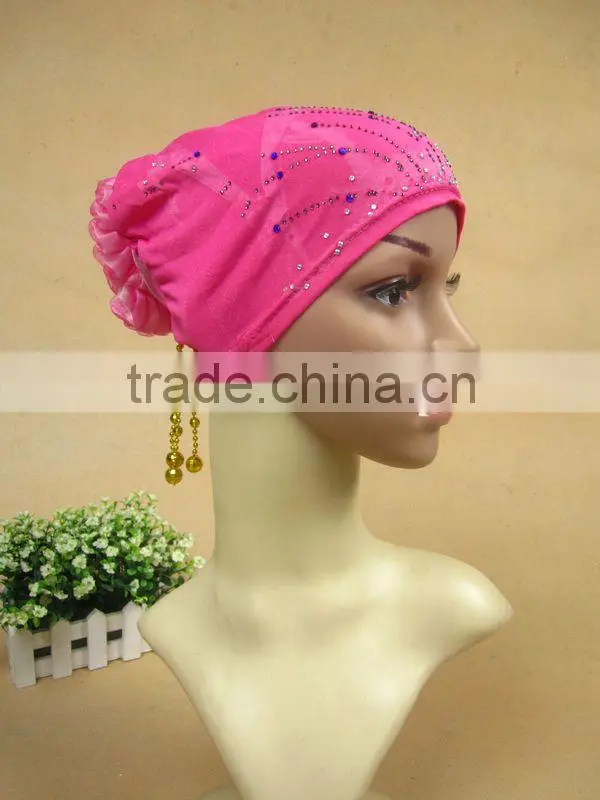 A522 fashion flower islamic hijab cap,muslim hejab hat