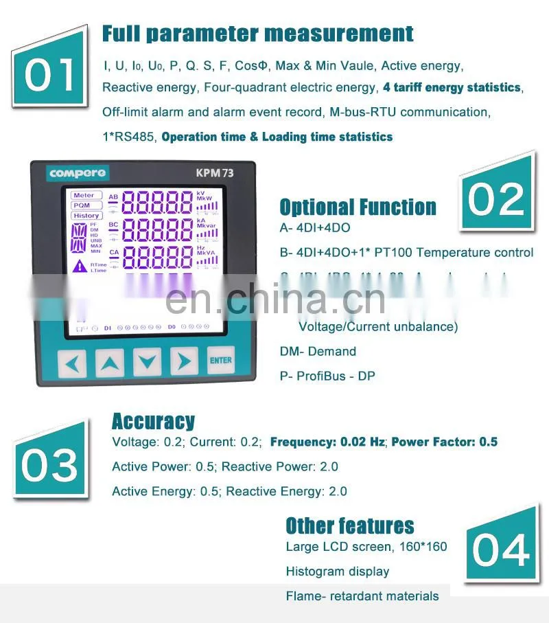 3Phase Modbus RS485 Smart Multifunction Power Quality Analyzer KPM73