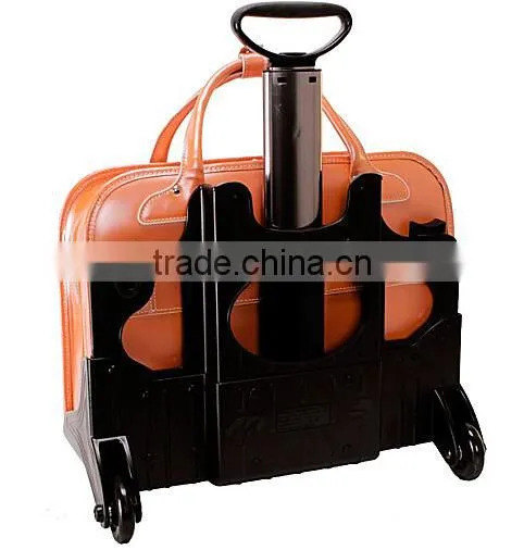 brown leather computer bags with wheels for business