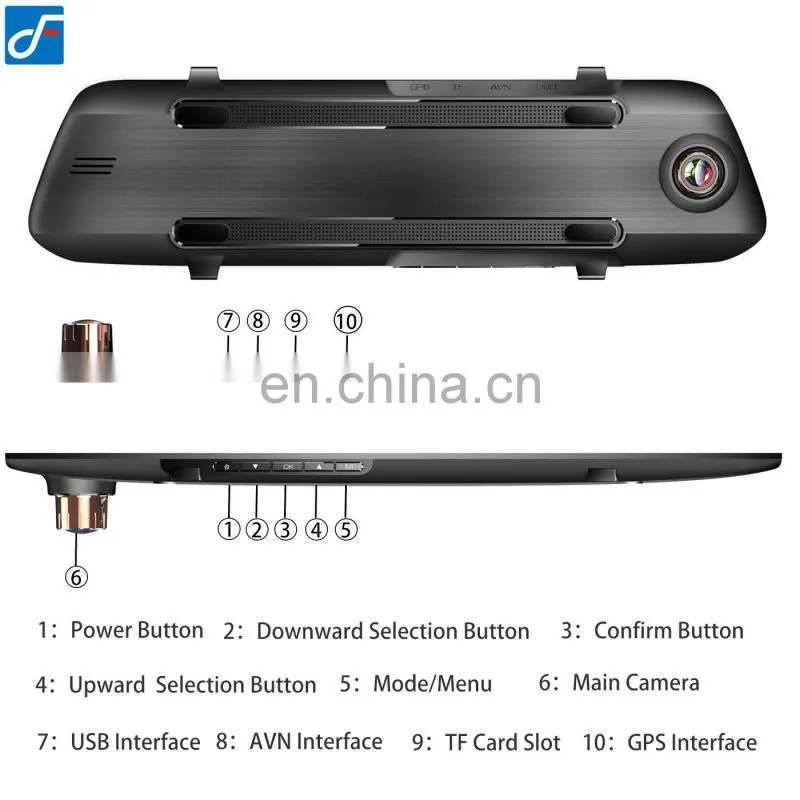 HD Anti-shake Video Recorder Car Dvr Rear View Mirror With Dual Lens Camera Dashcam