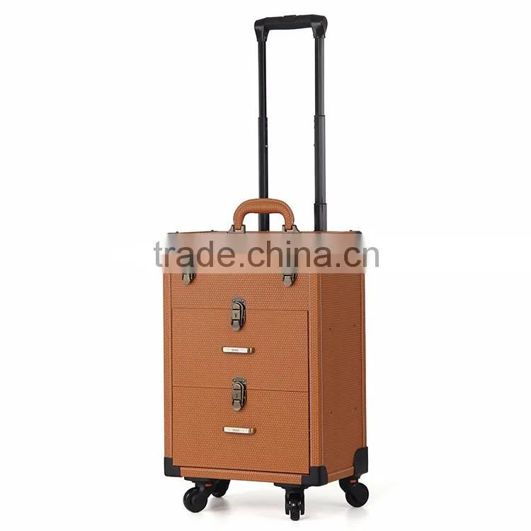 Alibaba golden factory supplier OEM trolley makeup artist case with wheels rolling