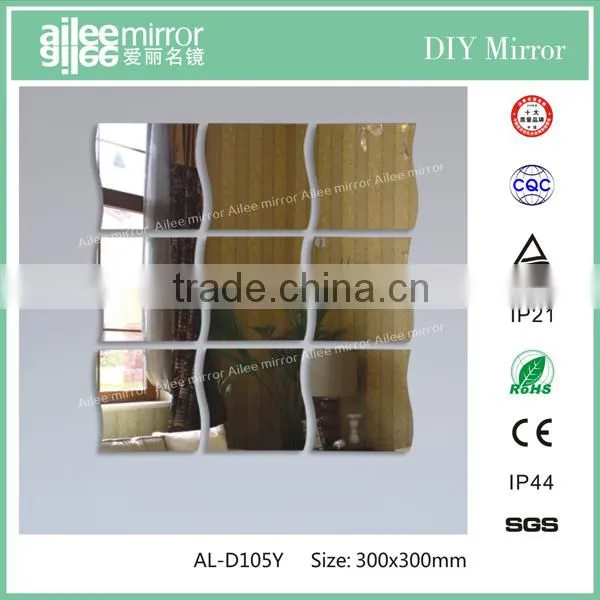 shaving mirror with light tempered glass mirror wavy silver mirror