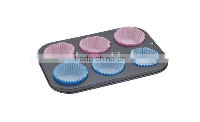 6 cup carbon steel muffin pan with paper holder