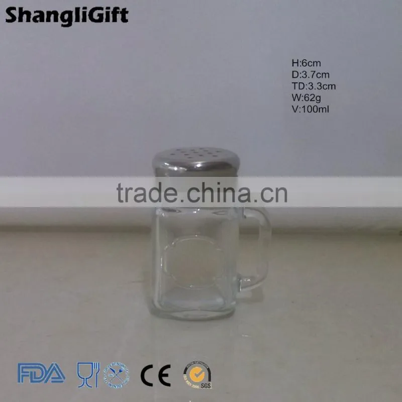 clear glass jar with lid and handle spice jar pepper bottle with shaker