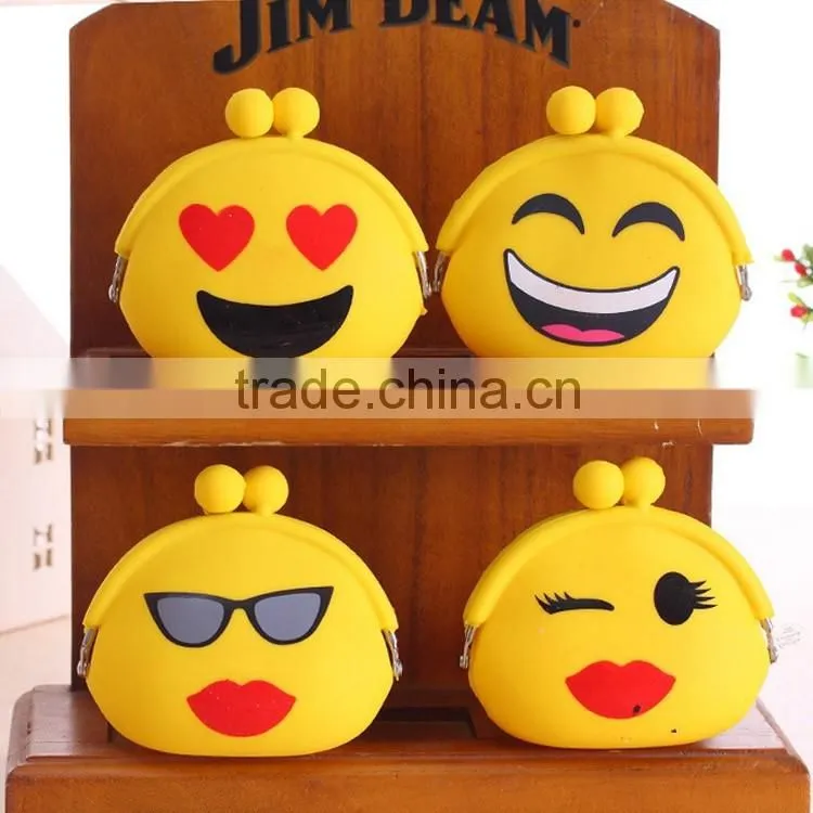 Wholesale Small Silicone Rubber Clip Coin Bag Emoji Purse