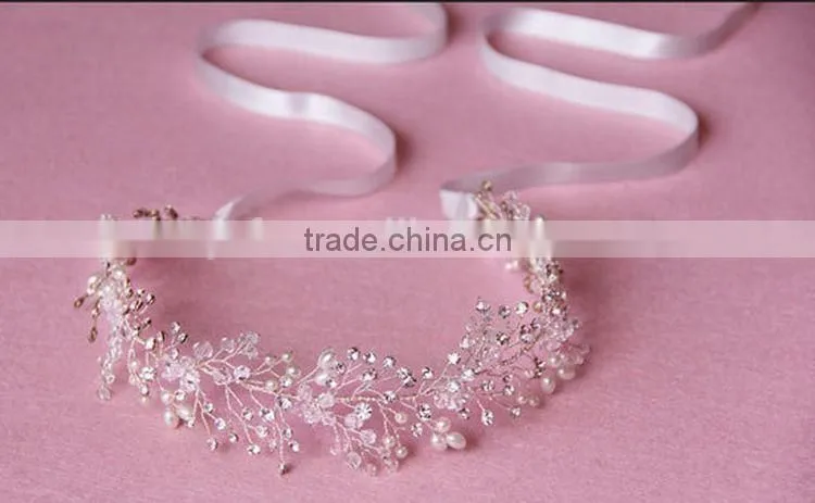 Luxury Handmade Rhinestone Pearl Hair Band New Brand Bridal Hair Accessories