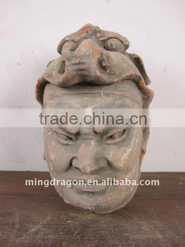 Antique Chinese Mud Hand carved Buddha Head Sculpture