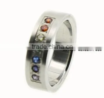Stainless Steel Colorful CNC Setting Diamond Rings SR-7036