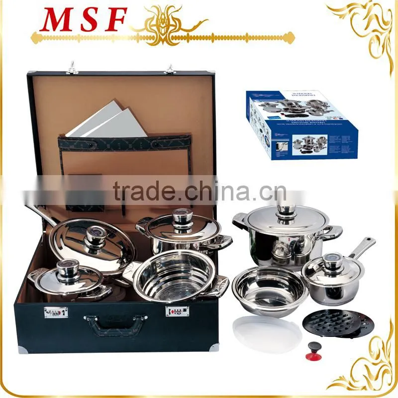 MSF Surgical 12pcs Stainless Steel Cookware With Color Silicon On Handle & Knob MSF-3829