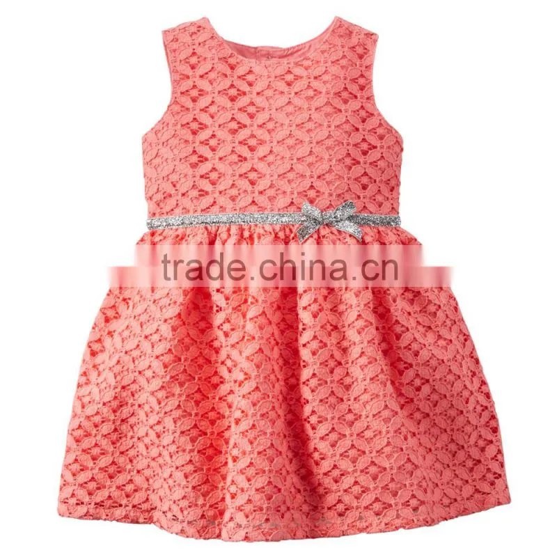 Summer baby and girl's woven cotton sleeveless lace dress