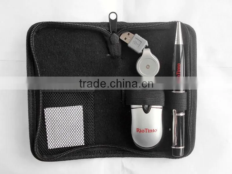 2 in 1 Travel gift set for promotional gift mouse with pen usb flash drive