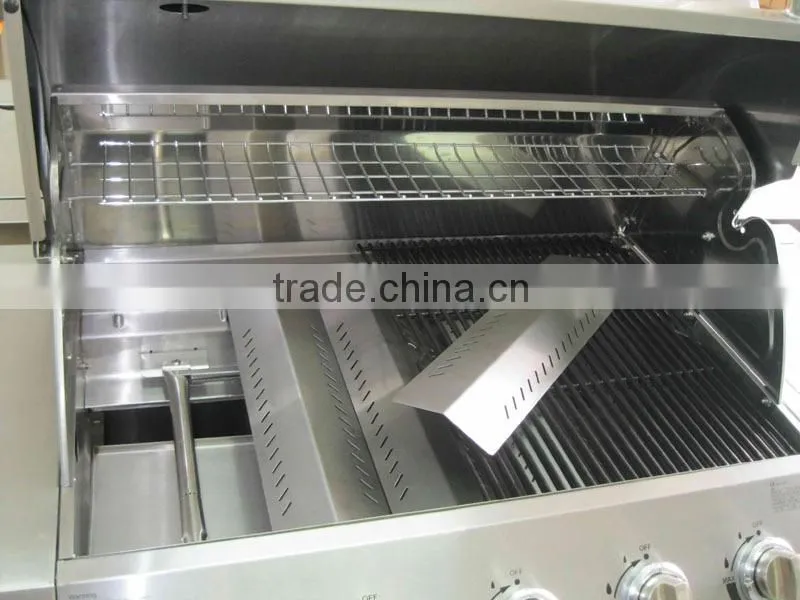 4 Main burner 45 degree inclined panel built in gas barbecue