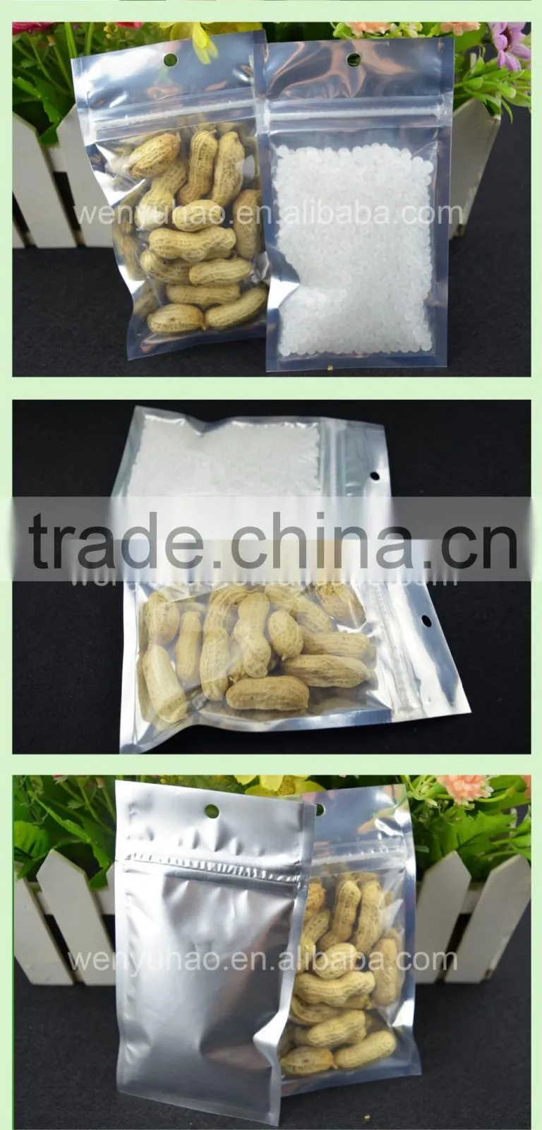 food grade One side clear and another side aluminum grocery Packaging Bags with Zipper