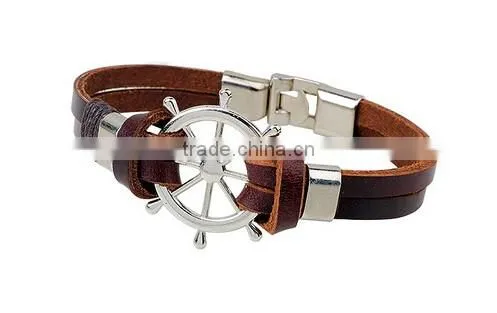 Factory wholesale rudder leather bracelet for men/