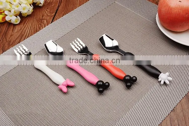 2016 mouse holder spoon stainless steel 304 spoon and fork for children