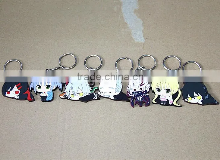 colorful 3D plastic soft pvc carton key chain
