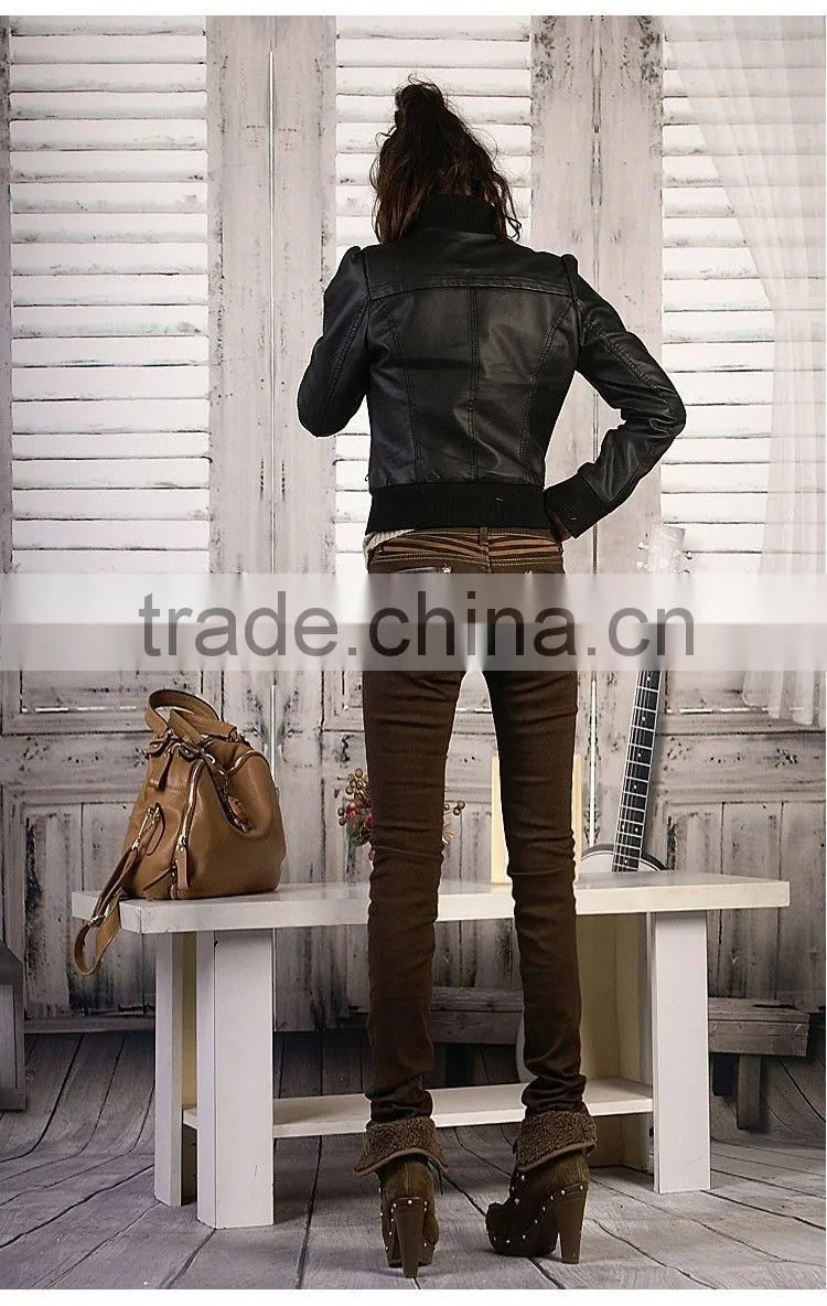 Sexy Women's Jeans Leather Detail Skinny Stretch Fashion Casual Pants Denim