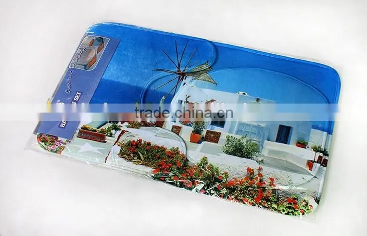 3D digital print 3pcs bath mat