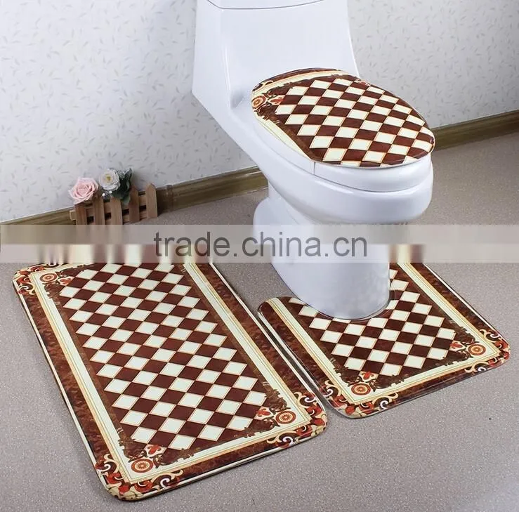 3D digital print 3pcs bath mat
