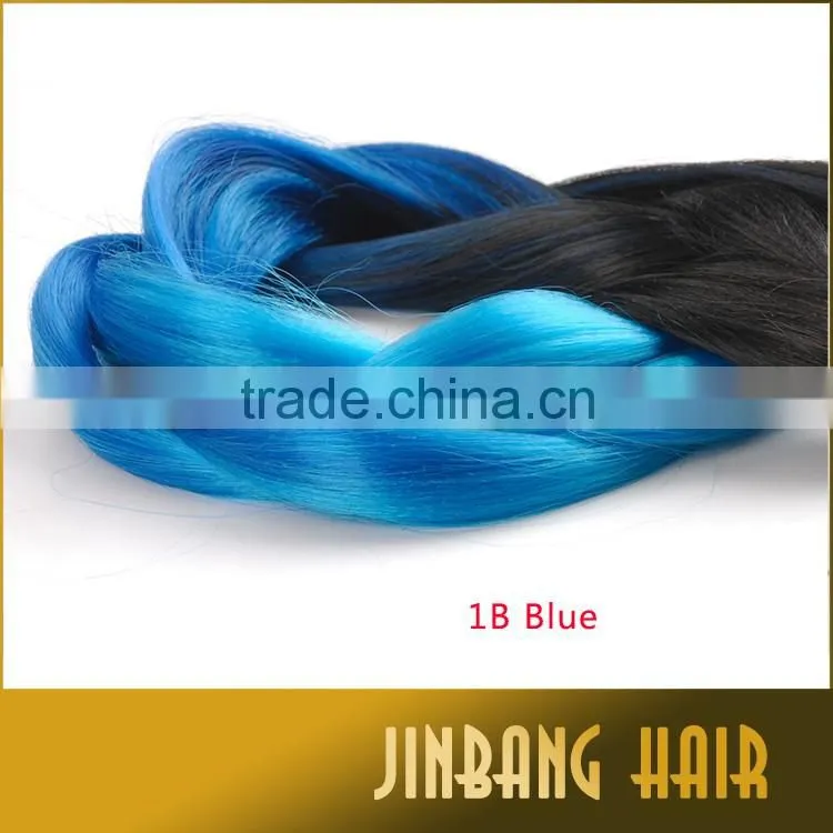 24 Inch 1B/Blue Two Tone Jumbo Ombre Braiding Hair Made of High Quality Synthetic Fiber Jumbo Braids