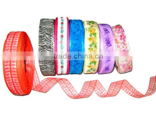 Printed Polyester/Nylon Organza Ribbon