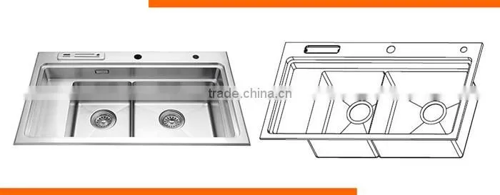 Factory direct sale Overmount kitchen sink Double Bowl with Drainboard