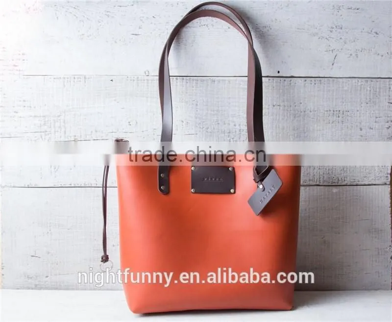 Croisette monogram leather tote bag. Monogrammed shopping bag.Gift for her. Brown/black/salmon shoulder bag. Gift for her.
