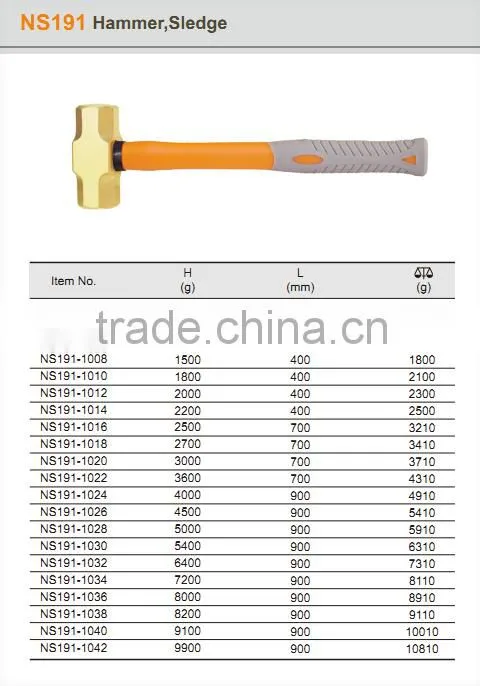 high quality non sparking sledge hammers, spark free, spark resistant, explosion-proof, ATEX approved