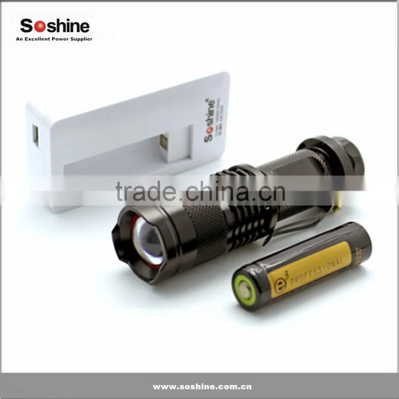Soshine 300lm Mini Led Flashlight Torch Adjustable Focus Zoom Light Lamp