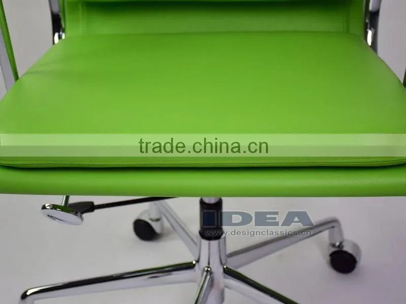 Replica Charles and Ray EA217 Low Back Soft Pad Desk Chair - Salad Green Color Genuine Leather