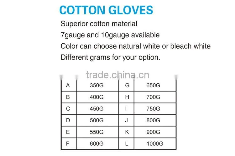 safety work cheap white cotton gloves