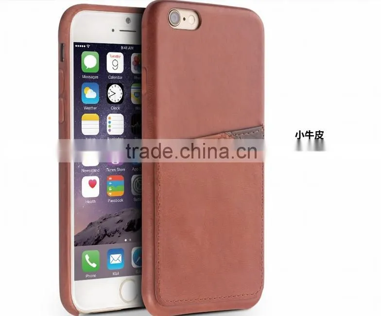 New Design Premium Business Style Leather Back Cover With Card Slot For iPhone 6