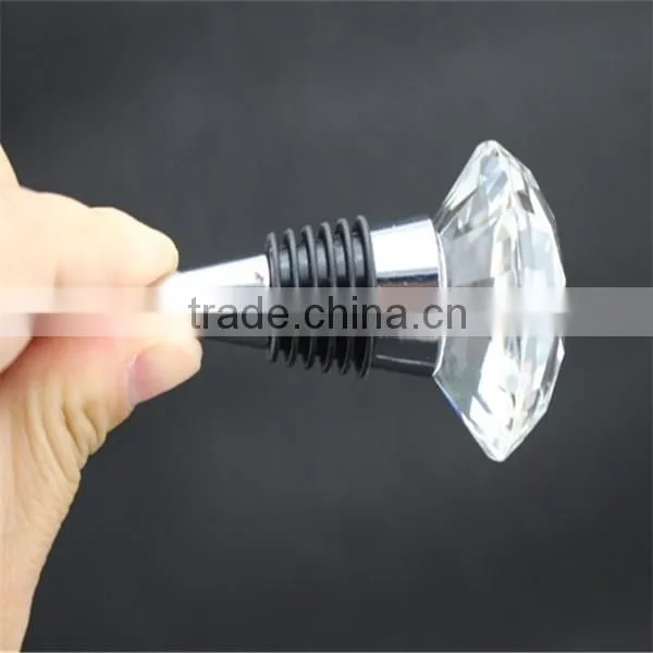 2016 Newest Crystal Bottle Stopper/ Diamond Shape Crystal Glass Bottle Stopper for Wedding favors and Party decorations