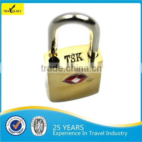 Travelsky 13401 solid color brass TSA lock fashion brass TSA travel lock with 2 keys