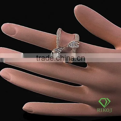 18k rose gold plating crystal leaf rings