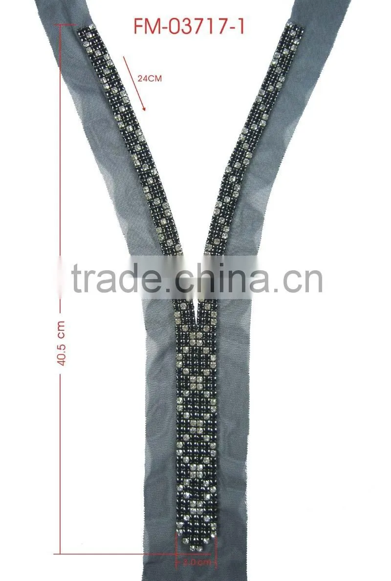Y 5MM Bead 5MM Rhinestone Black Neckline Garment Accessories
