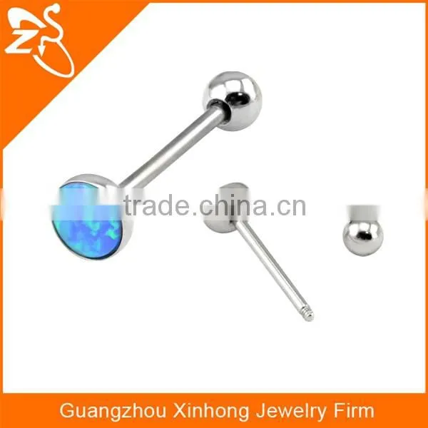 2016 surgical steel barbell tongue ring body jewelry with natural stone