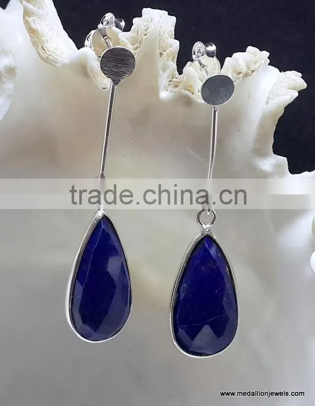 Aqua Chalcedony & Black Pearl Cab Vermeil Sterling Silver Earrings, Fashionable Bezel Earrings, Designer 925 Silver Earrings