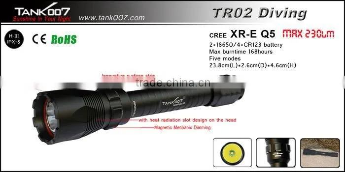 Tank007 TR02 CREE Q5 underwater flashlight/cree led flashlight/cree flashlight red