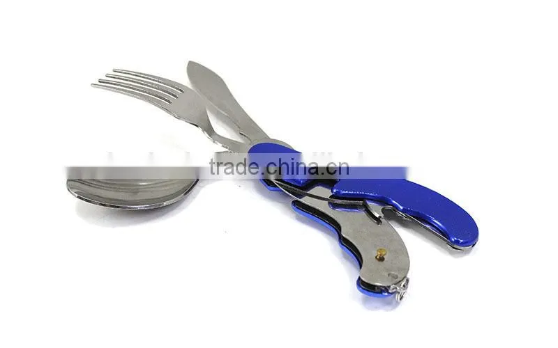 Multifunctional portable folding spork for camping ,H0T200 stainless steel travel cutlery for sale