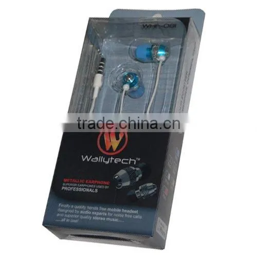 Wallytech Hot selling Metal in-ear earphone for iphone/ Sumsung