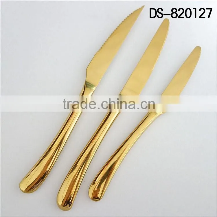 DS-820127 Hot sale stainless steel gold plated cutlery set