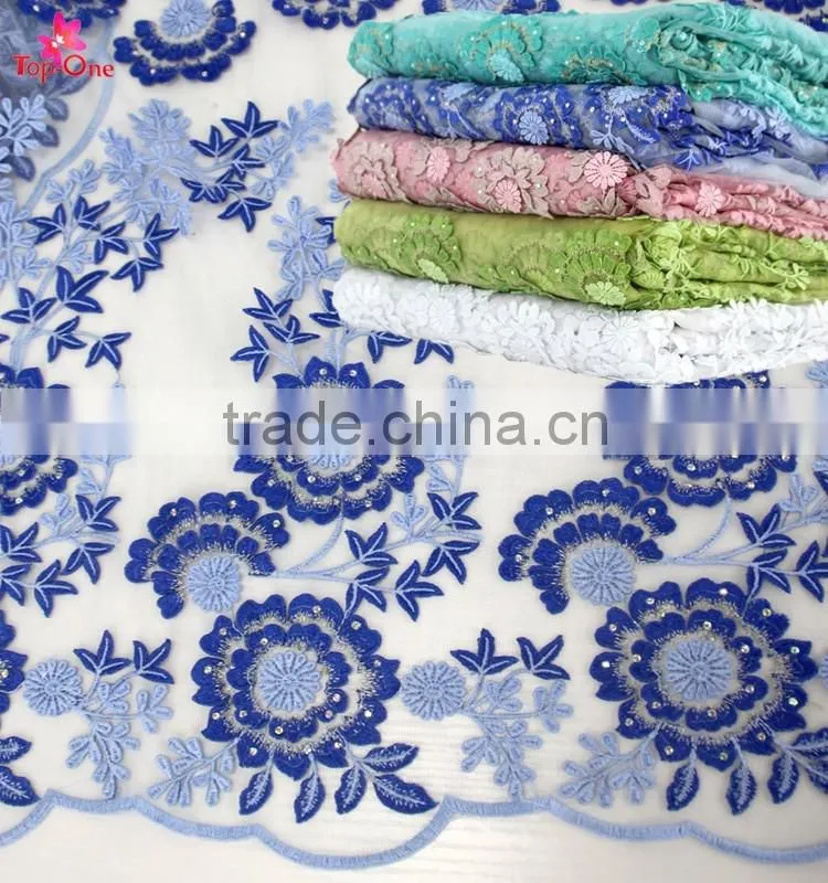 2016 lastest french lace african/royal bule 3d lace fabric/african wedding lace fabric