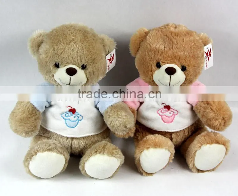 Luckiplus Hot Sale First Class Adorable Icecream Cloth Bear Pink and Blue Safe Technology Toy For Kids