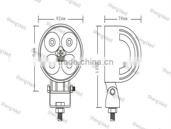 12W 9-32v IP67 Epistar led work light ShengWell auto12month warranty car led work light offrod 12w round led work light