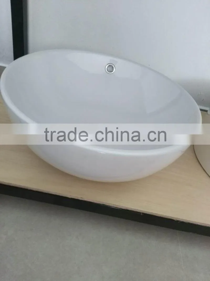 bathroom ceramic art basin sanitary ware round shape single hole white clear hot sale wc art basin YB001
